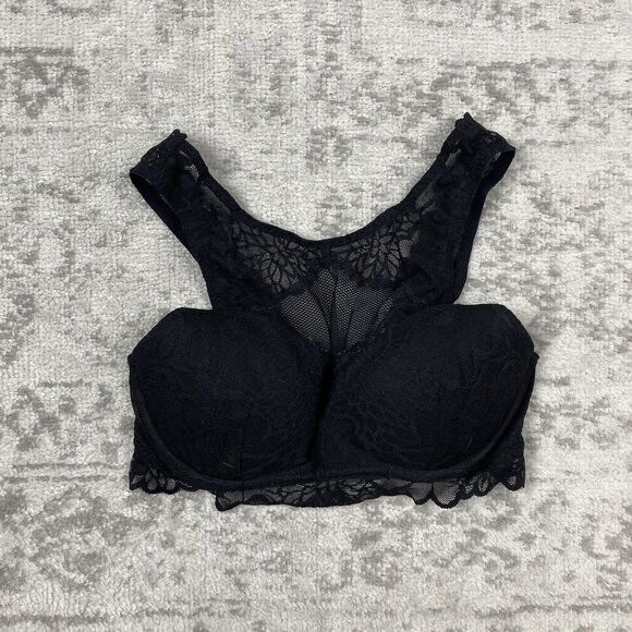PINK Victorias Secret Bralette Women’s Black Lace Underwire Pushup Size Small - Picture 1 of 4